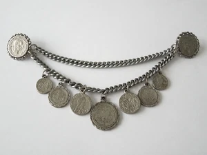 Broche tradicional plata colgante moneda bisutería 41,4 g/18,5 cm - Imagen 1 de 12