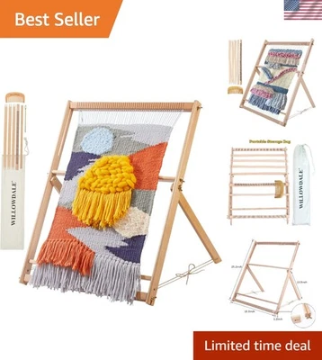 Telar de tejido de madera de haya duradero con soporte ajustable - Herramienta artesanal para principiantes Foto 1 de 4