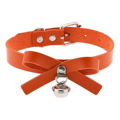 Gargantilha de couro punk gótico colar com fivela de sino Bowknot festa clube - Imagem 1 de 4