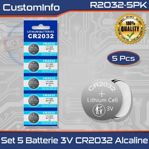 5x Batterie 3V CR2032 Alcaline Alta Capacità per Orologi, Mouse, Auto, Telecoman - Imagen 1 de 5