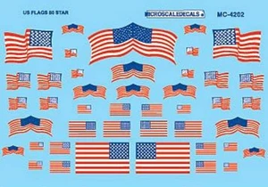 HO Scale American 50-Star Flags Decals - Picture 1 of 1