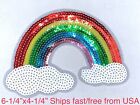 6-1/4" x 4-1/4" Sequin rainbow & clouds iron-on patch