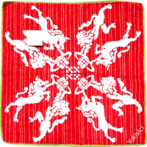 Vivienne Westwood JP Handkerchief Towel Orb Unicorn Lion Striped Red 29.5cm NWT - Picture 1 of 4