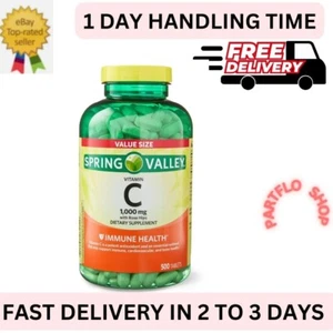 Spring Valley 1000 mg, Vitamin C with Rose Hips 500 Tablets, - Picture 1 of 2