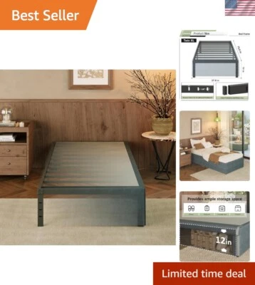 14英寸双XL床架带盖,重型XL双金属平台床... — 第 1/4 张图片