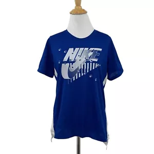 Nike T Shirt Boys XL Extra Large Blue Dri Fit Retro Swoosh Colorblock Tee - Picture 1 of 9