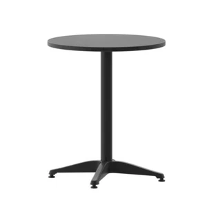 23.5'' Round Black Stainless Steel Indoor-Outdoor Restaurant Dining Table - Picture 1 of 8