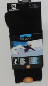 Salomon 14701 Black Gray Knee Ski QST Wool Socks 1 Pair Size Extra Large - Picture 1 of 5