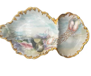 Hand Painted Limoges Tressemann & Vogt Sea Life, Sea Shell, Sardine Server - Picture 1 of 3