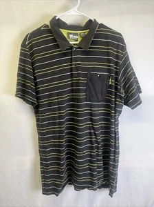 BURTON Polo Shirt Mens XL Logo Cotton S/S Black Green Stripe - Picture 1 of 4