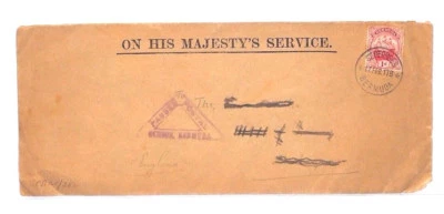 Commonwealth Covers 1917 BERMUDA Oficial Primera Guerra Mundial Triangular CENSOR POSTAL FF162 Foto 1 de 3