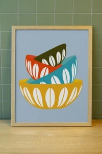 Póster Cathrineholm Lotus Bowl impresión mediados de siglo impresión de arte de pared moderno - Imagen 1 de 2