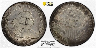 PCGS VF Details 1798 Draped Bust Dollar Large Eagle Graffiti Very Fine - Image 1 of 3