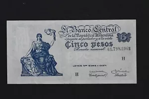 Argentina 5 Peso #264x Errors Ley Serial H RN0103 combine shipping - Picture 1 of 2