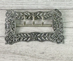 Unbranded Victorian Cut Steel Sash Buckle Antiqued Silver Tone - Picture 1 of 5