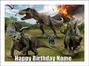 Dinosaur Edible Cake Toppers - Icing - Jurassic Dinosaur Cake Decorations - Picture 1 of 4