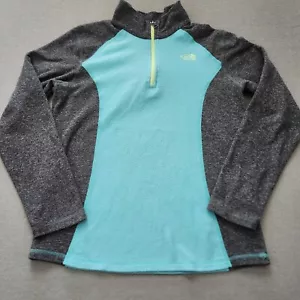 The North Face Gray Blue Fleece Jacket Girls XL 1/4 Zip Long Sleeve Snow Ski - Picture 1 of 11