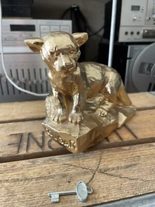 Vintage Banthrico Cougar Metal Coin Bank With ORIGINAL KEY!!! Chicago, IL USA - Picture 1 of 13