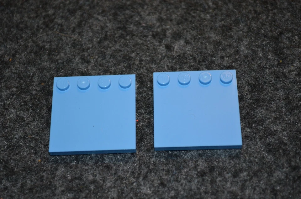 (2) 4x4 Medium Blue Tile with Smooth Middle and Pegs on 1 Edge ~ New Lego Bricks - Image 1 of 1