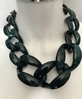 Green Chain Resin Link Chain Necklace Chunky Statement Wallis #97