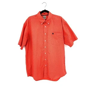 CINCH Men's Orange Black Floral Print Short Sleeve Button Up Shirt Size Large - Picture 1 of 6