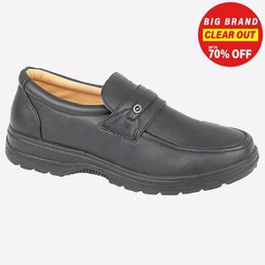 Scimitar Kirkham Mens Classic Smart School Work Slip On Loafer Shoes Black - Picture 1 of 1