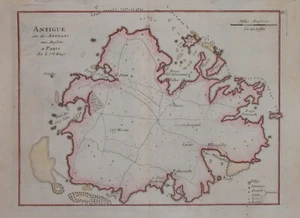ECHTE ANTIKE KARTE - ANTIGUA - ANTILLEN, VON GEORGE L. LE ROUGE, PARIS 1746. - Bild 1 von 1