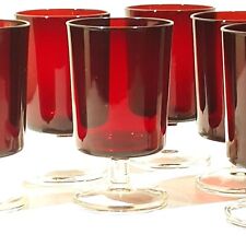 Ruby Red Luminarc  Cavalier 6 Glasses 8oz Footed MCM Vintage Water Wine