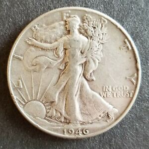 One (1) 1946P Silver Walking Liberty Half Dollar, circulated