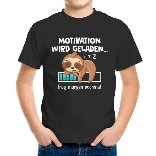 MOONWORKS Kinder T-Shirt Jungen Spruch lustig Anti Motivation wird geladen Fauttier