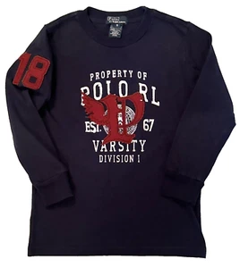 RALPH LAUREN POLO SHIRT BOYS 5 P WING VARSITY LONG SLEEVE RARE PATCHES - Picture 1 of 4