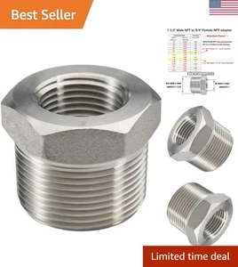 Korrosionsbeständige Edelstahl Sechskantbuchse, 1-1/2" x 3/4" NPT-Anschluss - Bild 1 von 6