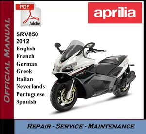 Aprilia SRV850 SRV 850 ABS & Non ABS 2012  Workshop Service Repair Manual on CD - Picture 1 of 1