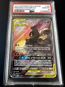 Pokémon Sun & Moon Marshadow & Machamp GX 2019 Unbroken Bonds # 199 PSA10 - Imagen 1 de 2