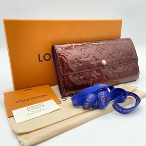 Auth Louis Vuitton Monogram Vernis Portefeuille Sarah M91521 Rouge Fauvist W/Box - Picture 1 of 8