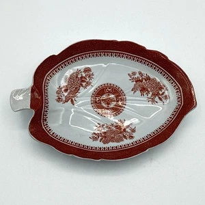 Spode Fitzhugh Red Relish Dish Leaf Shape England - Picture 1 of 11