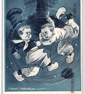 GB COMIC ARTIST *Fred Spurgin* BOYS FIGHTING Postcard Used Birkenhead 1913 WP348 - Picture 1 of 12