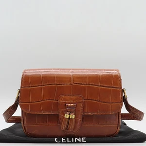 Celine 190483BOC TAN color crocodile pattern medium tassel shoulder bag - Picture 1 of 7
