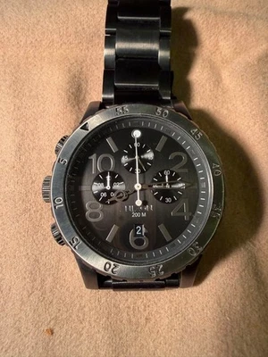 NIXON Black Metallic Quartz Chronograph Watch 48 20 Fashion Edition Men - Image 1 of 4