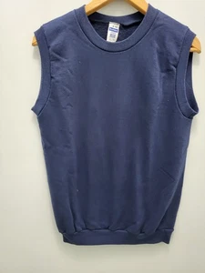 Healthknit Felpa Senza Maniche Uomo L Blu Canotta Vintage Made in USA - Foto 1 di 7