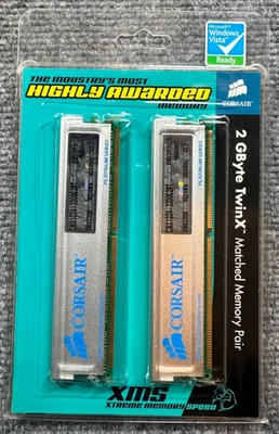 2GB 2x1024MB PC-3200 DDR-400 CORSAIR CMX102-3200C2PT XMS3200 PLATINUM Memory Kit - Image 1 of 4