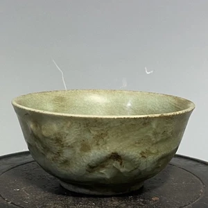 4.7" China Historic Porcelain Song Ru Kiln Dragon Phoenix Bing Word Marked Bowl - Picture 1 of 9