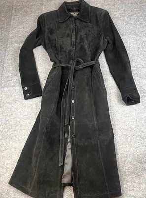 Abrigo para mujer Terry Lewis Classic Luxuries cuero gamuza negro talla XS puntada superior” Foto 1 de 4