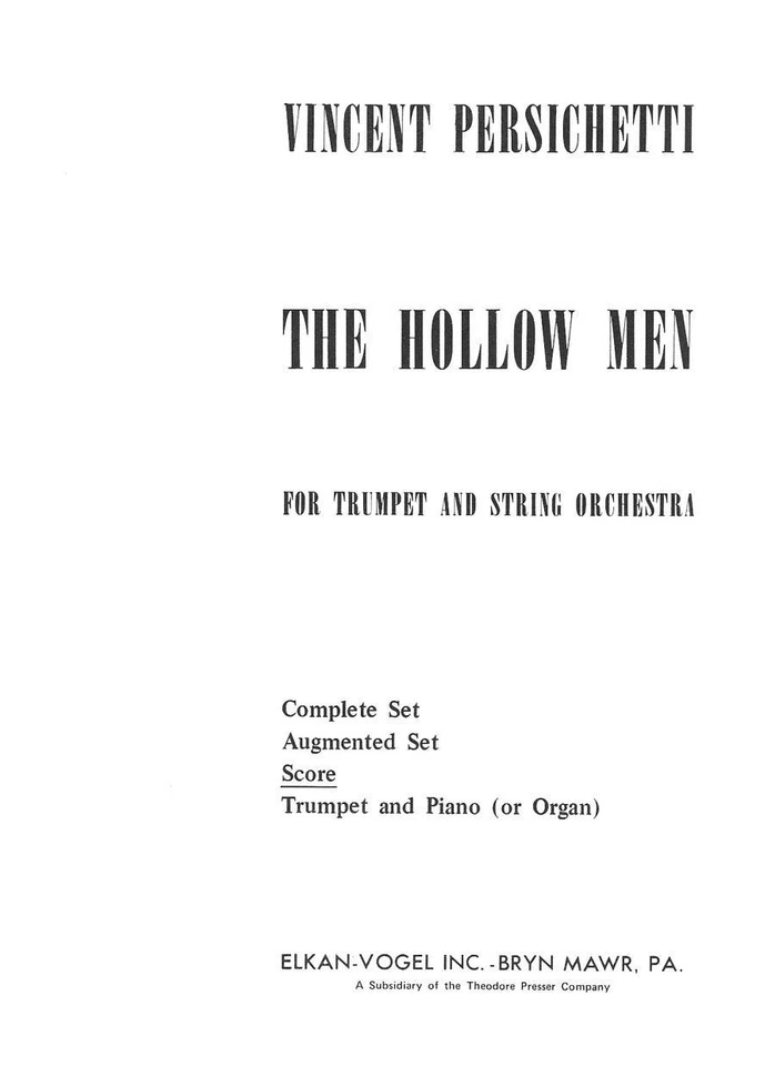 The Hollow Men trumpet and string quintet score Persichetti, Vincent - Image 1 of 1