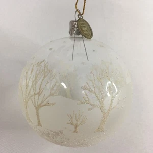 Pier 1 Redondo Vidrio Transparente Bola de Navidad Adorno Brillo Plantilla Árbol Blanco Nieve - Imagen 1 de 18