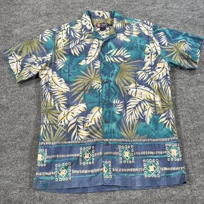 Camisa Chaps Ralph Lauren Para Hombres Grande Hawaiana Estampado Floral Lazo Cuello de Campamento Y2K Foto 1 de 4