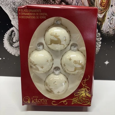 Colección Victoria Vintage 4 Vidrio Adornos de Navidad Reno Dorado Por Rauch Foto 1 de 4