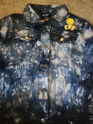 Members Only Looney Tunes Tweety/Bugs Bunny Denim Jean Jacket Blue Size Large - Изображение 1 из 4