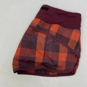 Lululemon Women's 6 Yama Check Red Plaid Lined Run Speed Shorts - Picture 1 of 7
