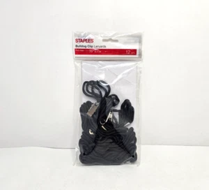 Confezione 12 Graffette 36" Cordini Con Clip Bulldog Nero Chiusura Senza PVC per ID NUOVO - Foto 1 di 3